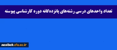 تعداد واحدهای درسی رشته های پانزده گانه دوره کارشناسی پیوسته