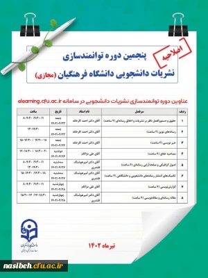 پنجمین دوره توانمند سازی نشریات دانشجویی