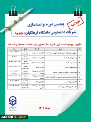 پنجمین دوره توانمند سازی نشریات دانشجویی